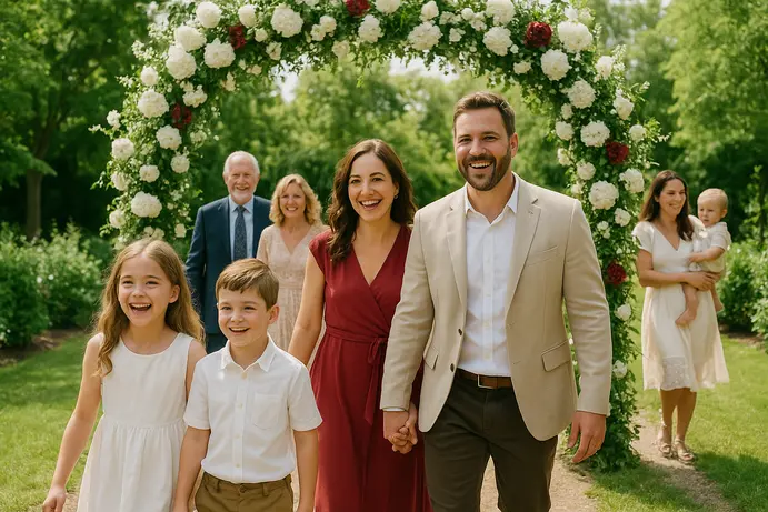 אורחים נהנים בחתונת שישי צהריים בנוחות מקסימלית