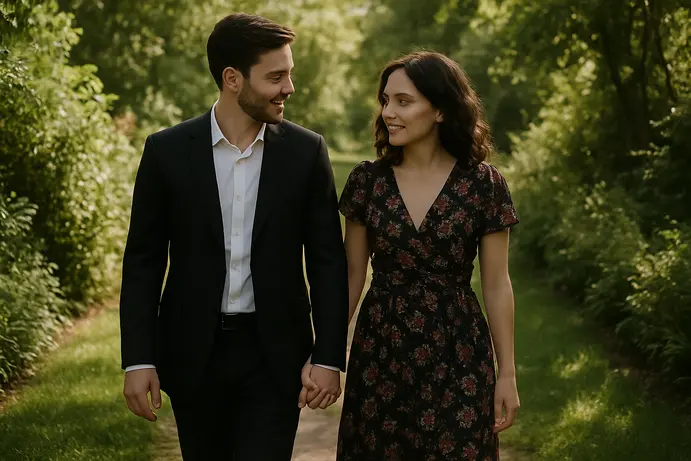 זוג צעיר בחתונת שישי צהריים בגן פתוח