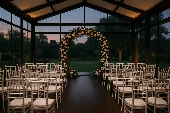 גן אירועים בשרון המשלב חלל פנימי וחיצוני