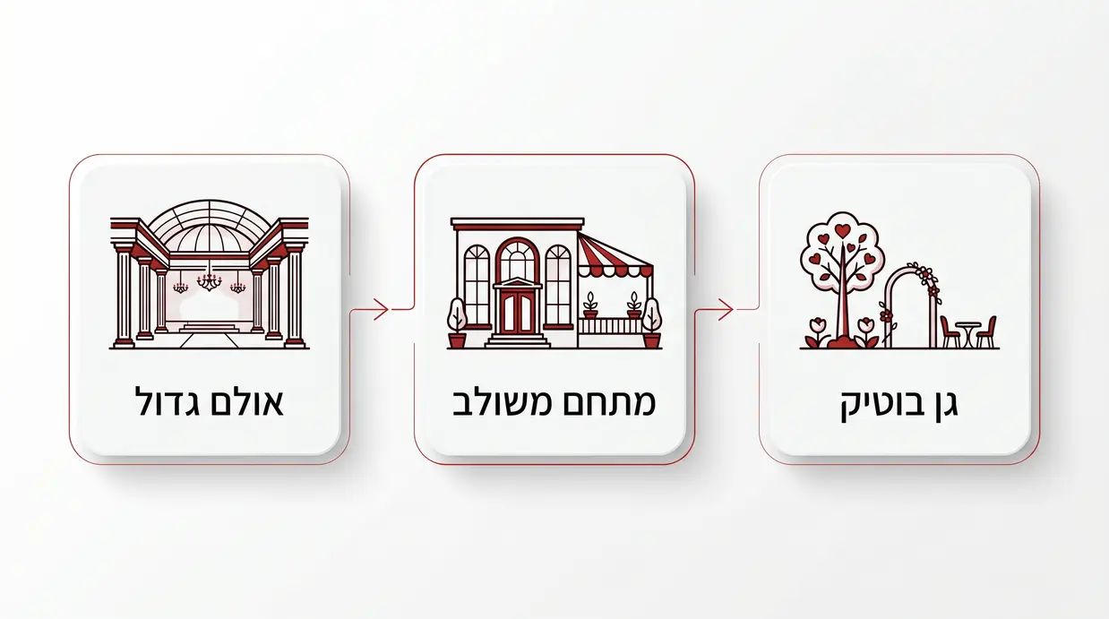 אינפוגרפיקה בעברית המציגה סוגי מתחמי אירועים בעמק חפר