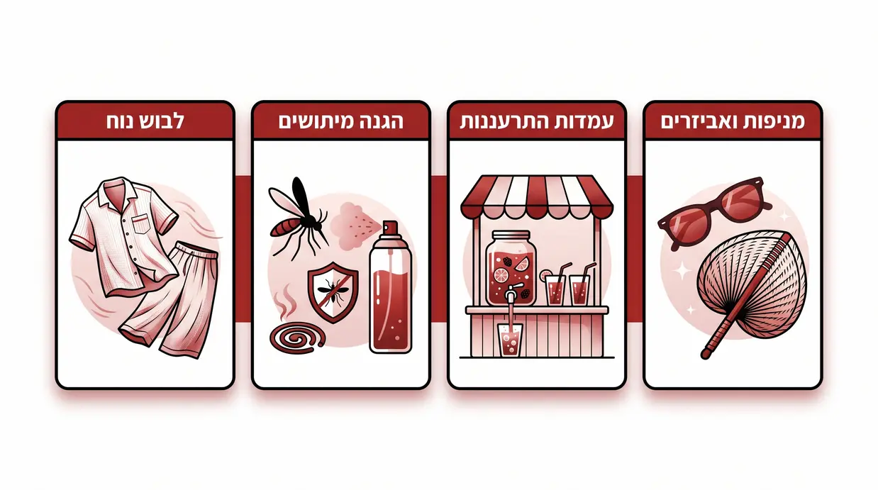 אינפוגרפיקה בעברית המציגה רעיונות לנוחות האורחים בחתונת קיץ