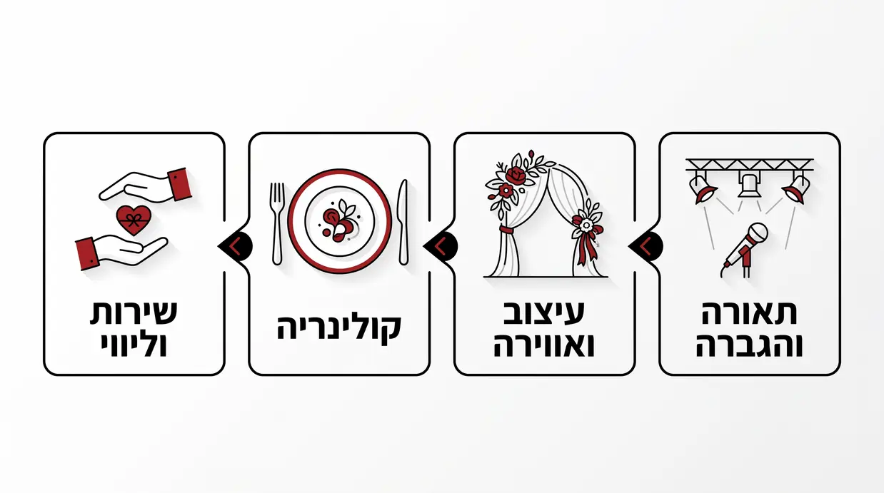 אינפוגרפיקה עם רשימת בדיקה לסיור מוקדם בגן אירועים