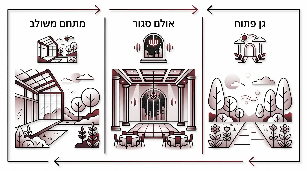 השוואה בין גן פתוח, אולם סגור ומתחם משולב בחדרה