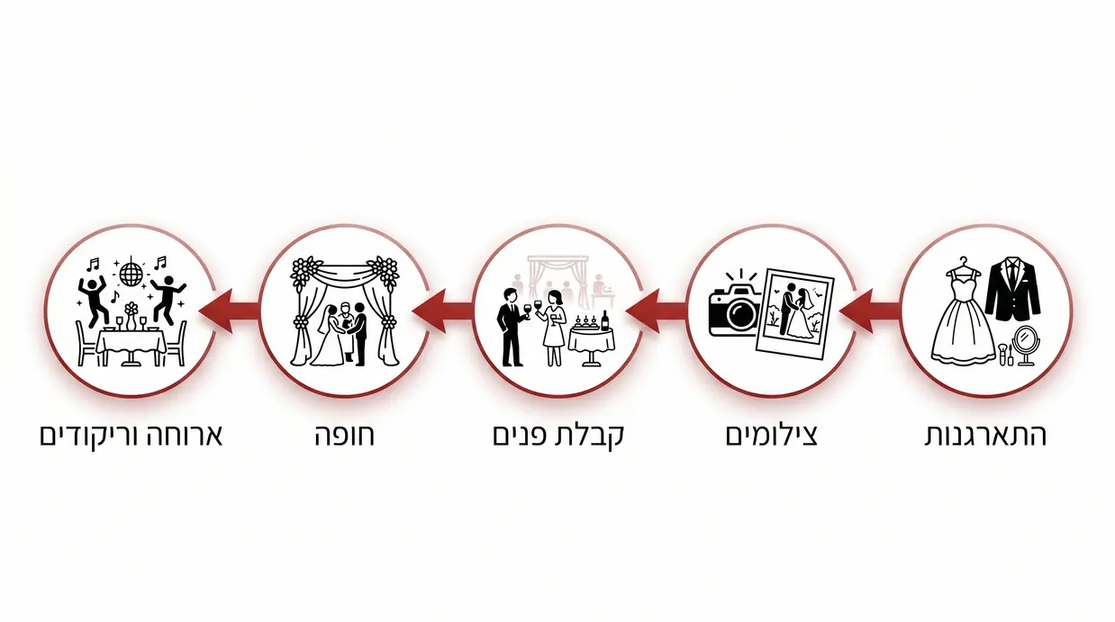 תרשים לוח זמנים מומלץ ליום חתונת שישי צהריים