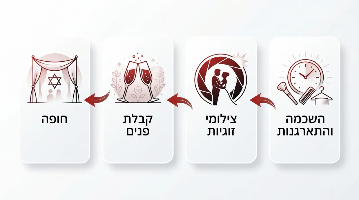 אינפוגרפיקה של לוח זמנים לחתונת שישי בצהריים