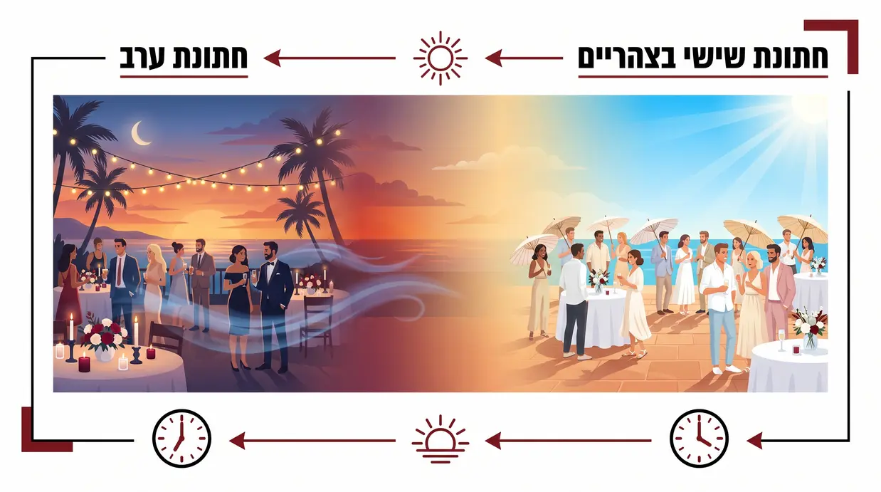 אינפוגרפיקה המשווה בין חתונת שישי בצהריים לחתונת ערב בקיץ
