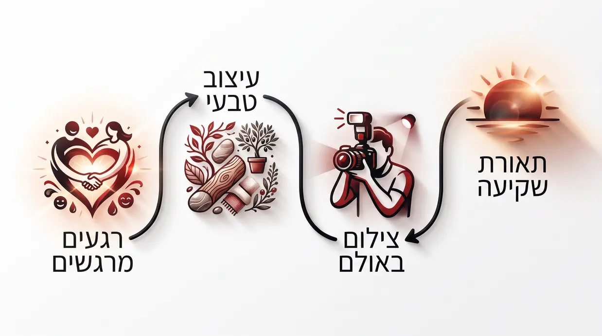 מפת מושגים על זוויות צילום ותאורה במתחם אירועים משולב